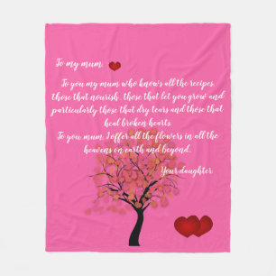 Nachricht Tochter/Mutter-Liebe Fleecedecke