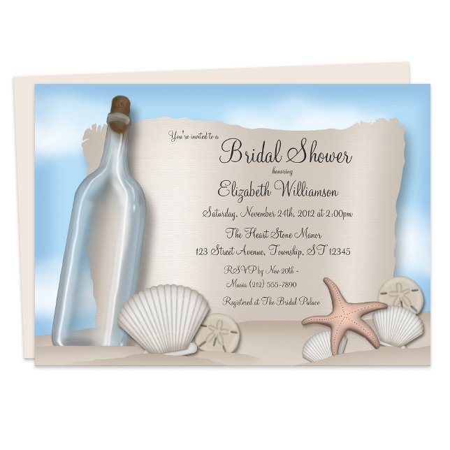 Nachricht von einer Flasche - Einladungen zur Brau (Message from a Bottle - Bridal Shower Invitations from Starzraven on Zazzle.)