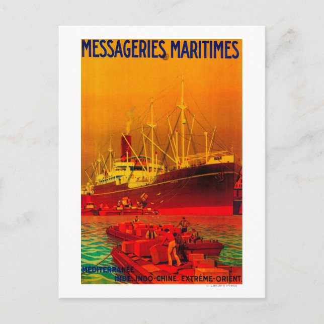 Nachrichten Maritimes Vintag PosterEurope Postkarte (Vorderseite)