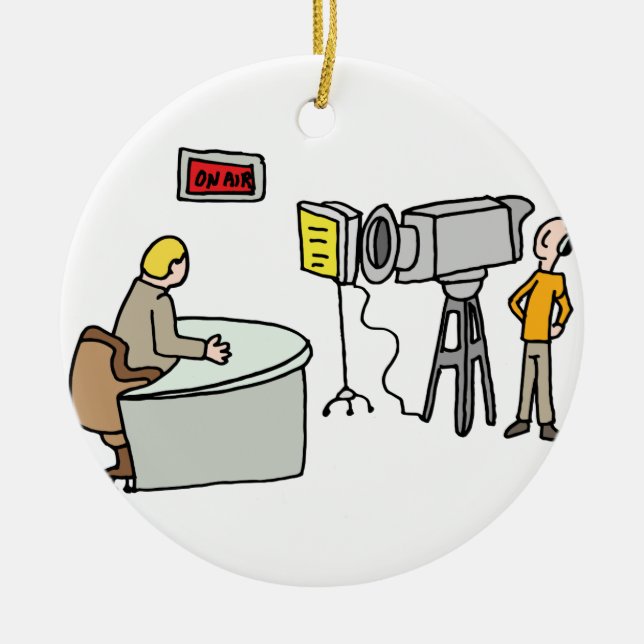 Nachrichtensprecherbericht leben in einem Studio Keramikornament (Vorne)
