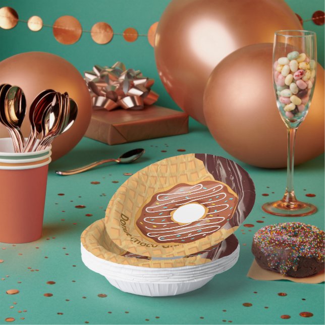 Nachspeise, Donut Choco-Glasur, Schokolade geschmo Pappteller (Multi)