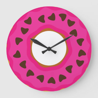Nachspeise,Donut,Donut mit Glasur und Schokolade Große Wanduhr