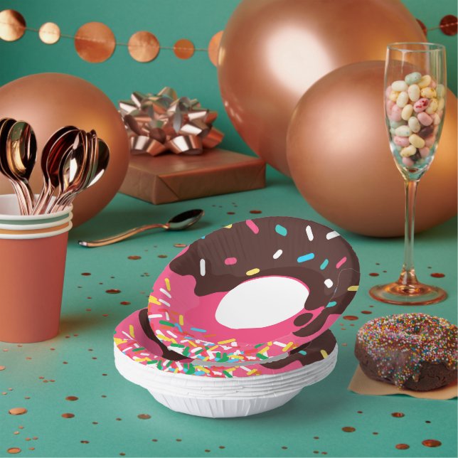 Nachspeise, Regenbogen-Sprinkle-Donut, Doughnut Pappteller (Multi)