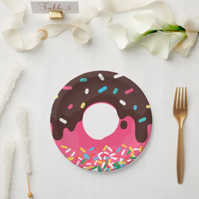 Nachspeise, Regenbogen-Sprinkle-Donut, Doughnut Pappteller (Hochzeit)
