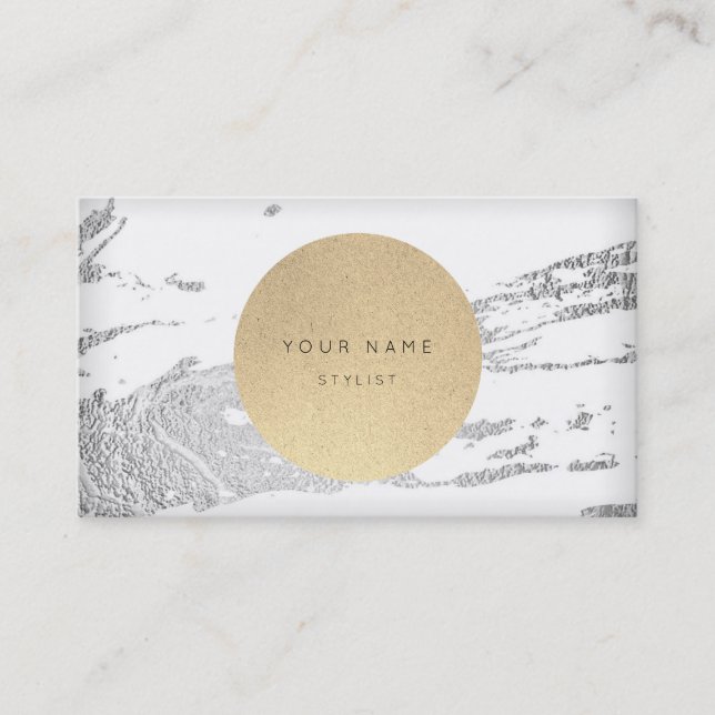 Nächste Ernennung Circle Kraft Silver Gray Marmor Terminkarte (Vorderseite)