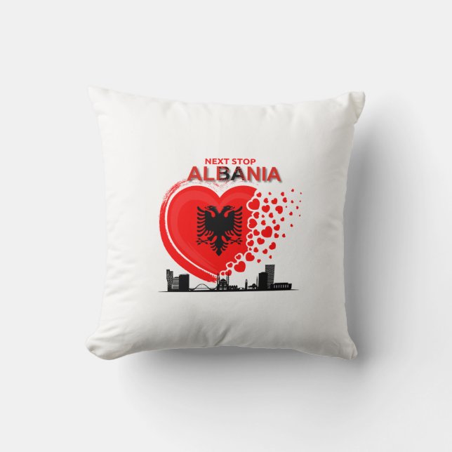 Nächste Stopp Albanien Herzdesign-Throw Kissen (Vorderseite)