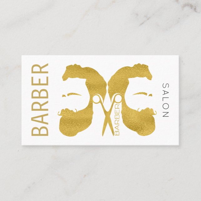 Nächster Termin: Modern gold-weiß Friseur Visitenkarte (Vorderseite)