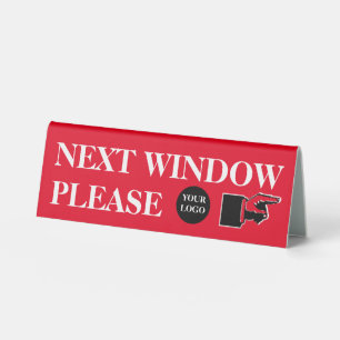 Nächstes Fenster bitte mit dem Finger zeigen rot Tischaufsteller