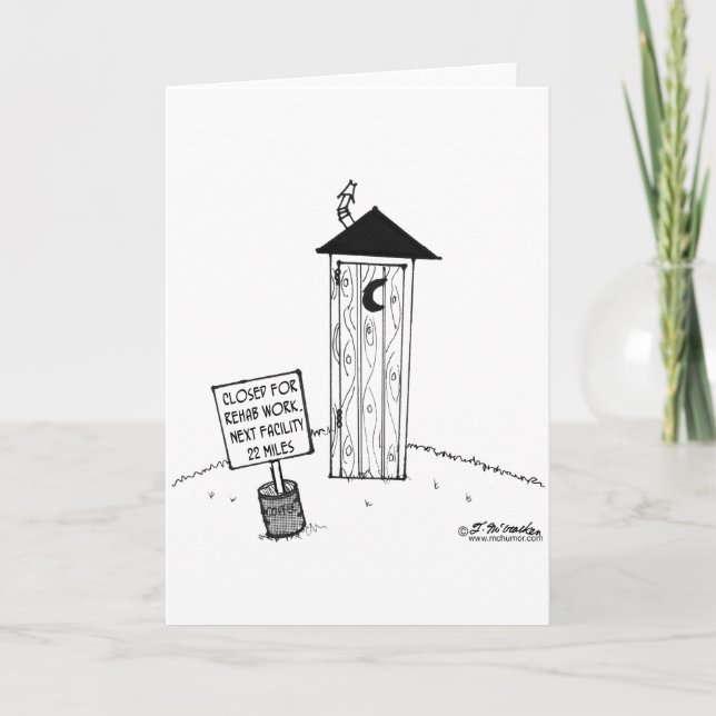 Nächstes Outhouse 22 Meilen Cartoon Outhouse Karte (Vorderseite)