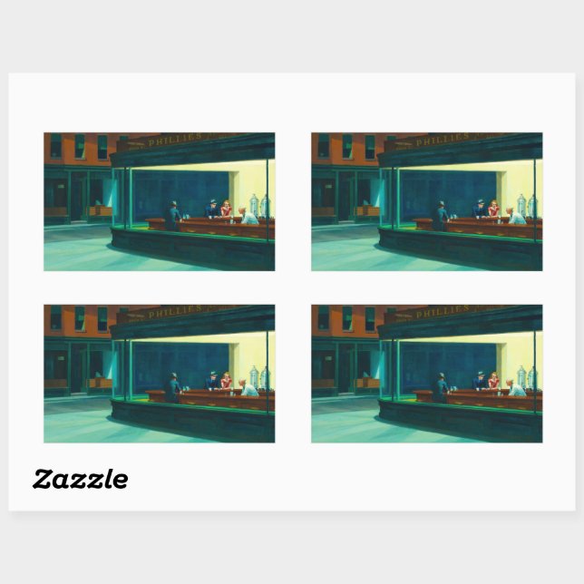 Nacht, 1942 von Edward Hopper Rechteckiger Aufkleber (Blatt)