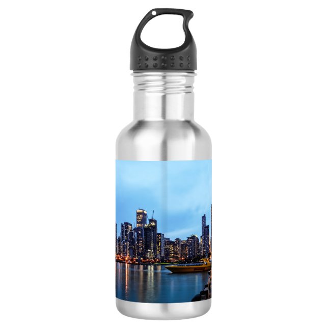 Nacht auf dem Marinestreff Edelstahlflasche (Vorderseite)