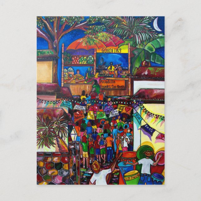 Nacht auf der alten Postkarte von San Antonio (Vorderseite)