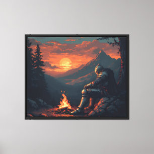 Nacht bei Sonnenuntergang - Campfire Reflektion Fa Leinwanddruck
