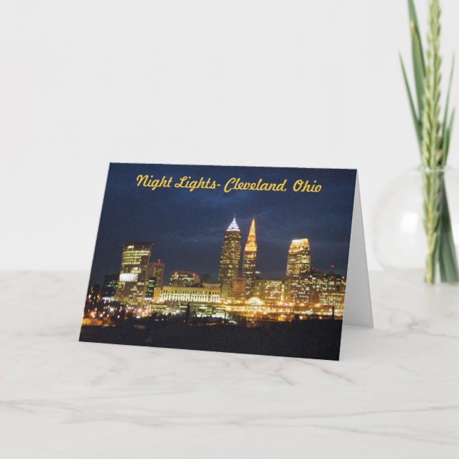 Nacht beleuchtet Cleveland-Gruß-Karte Karte (Vorderseite)