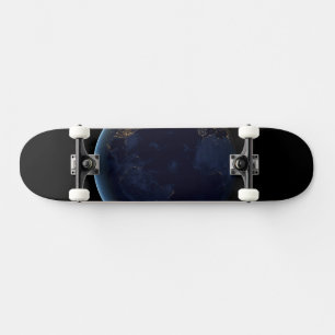 Nacht beleuchtet die Stadt der Erde Skateboard