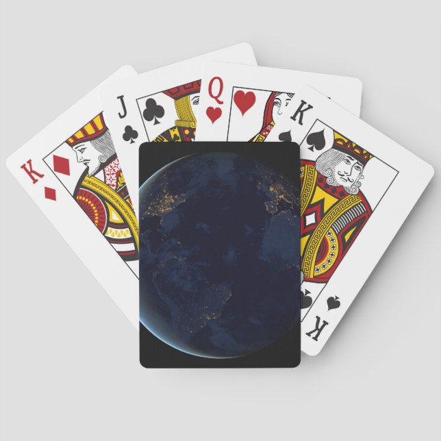 Nacht beleuchtet die Stadt der Erde Spielkarten (Rückseite)