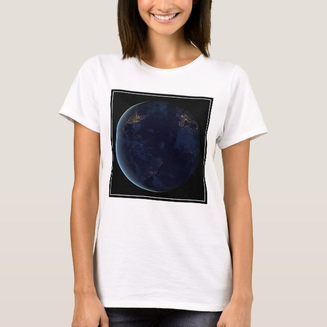 Nacht beleuchtet die Stadt der Erde T-Shirt (Vorderseite)