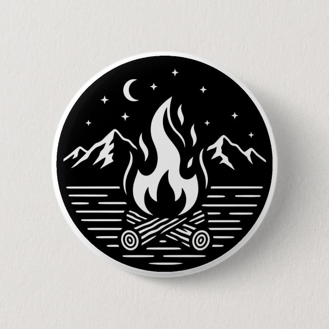Nacht-Camping-Abenteuer-Pin Button (Vorderseite)