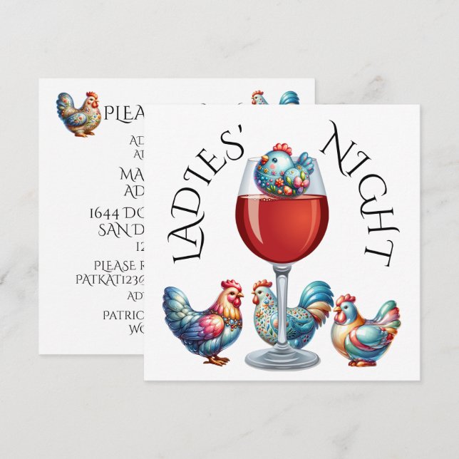 NACHT DER DAMEN, usw. Einladung (Vorne/Hinten)