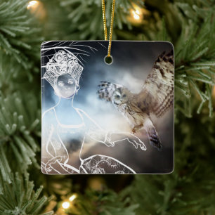 Nacht Eule Keramikornament
