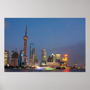 Nacht fällt auf Shanghai-China Poster