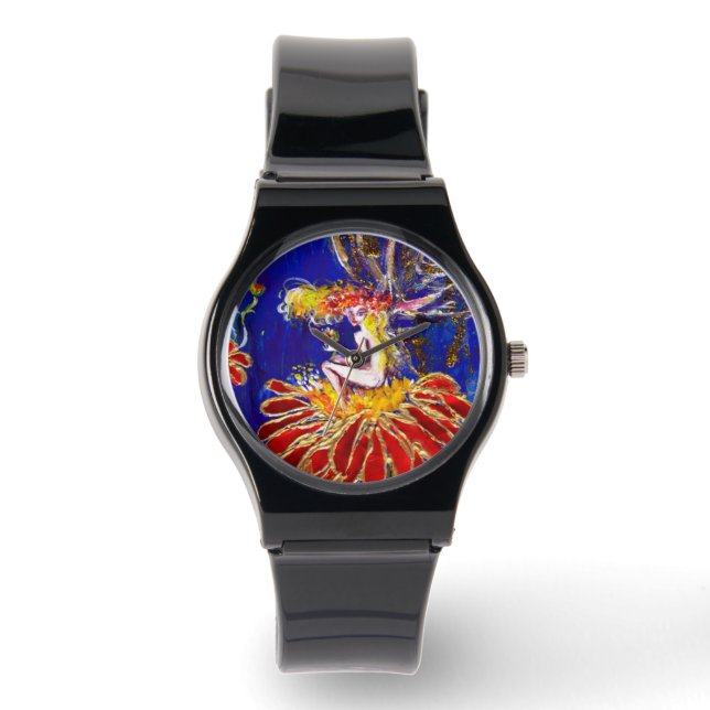 NACHT FEE AUF DER ROTEN BLUME ARMBANDUHR (Vorderseite)