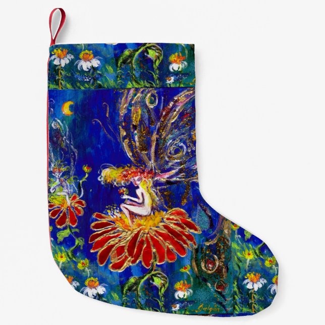 NACHT FEE AUF DER ROTEN BLUME KLEINER WEIHNACHTSSTRUMPF (Vorderseite)