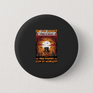 Nacht Halloween Kürbis Zylinder Fledermäuse Friedh Button