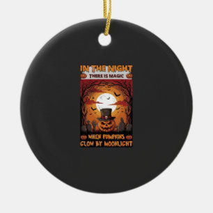 Nacht Halloween Kürbis Zylinder Fledermäuse Friedh Keramik Ornament