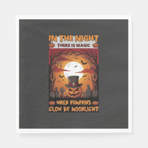 Nacht Halloween Kürbis Zylinder Fledermäuse Friedh Serviette