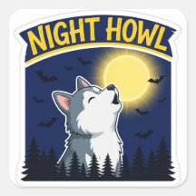 Nacht-Heul-Husky-Halloween-Hundeaufkleber