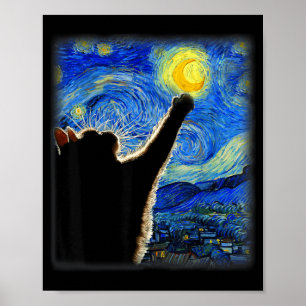 Nacht Himmel Kunst Katze Sternenkunst Katze Katzen Poster