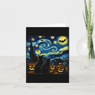 Nacht-Himmel-Kunst Schwarze Katzenliebhaber Grusel Karte