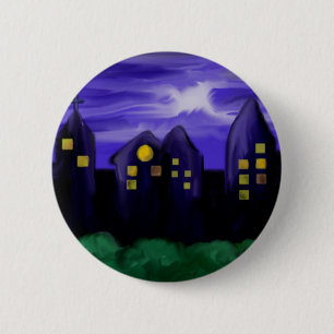 Nacht-Himmel-Stadt-Wolkenkratzer-Leinwand-Kunst Button