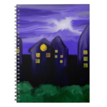 Nacht-Himmel-Stadt-Wolkenkratzer-Leinwandkunst