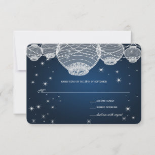 Nacht Hochzeitsnacht Papier Laternen unter den Ste RSVP Karte