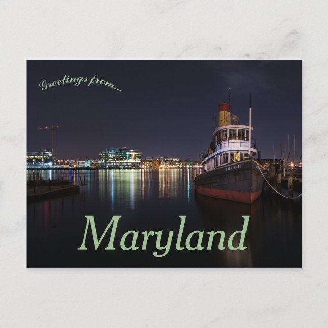 Nacht im Baltimore Hafen Maryland USA Postkarte (Vorderseite)