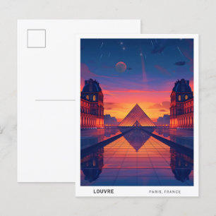 Nacht im Louvre Paris Frankreich Reise Postkarte