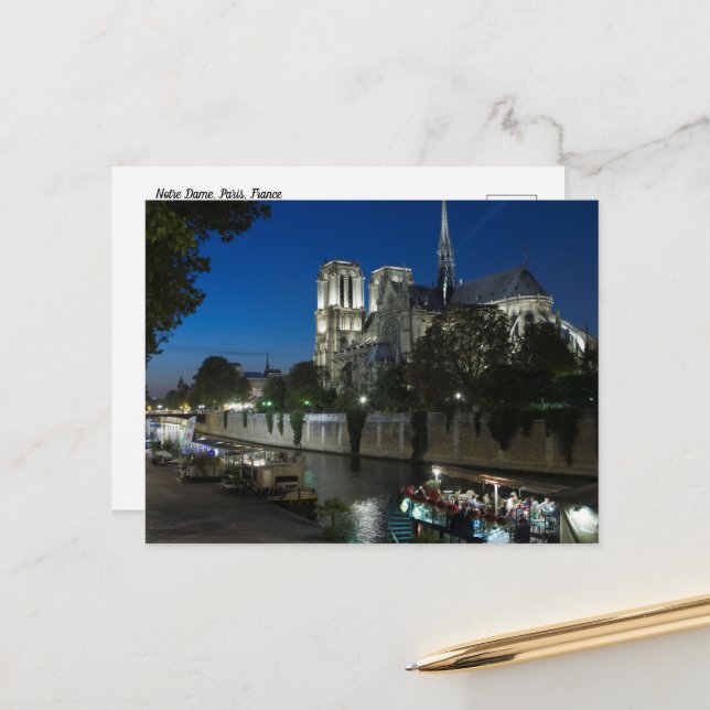 Nacht im Notre Dame Paris Postkarte (Vorderseite/Rückseite Beispiel)