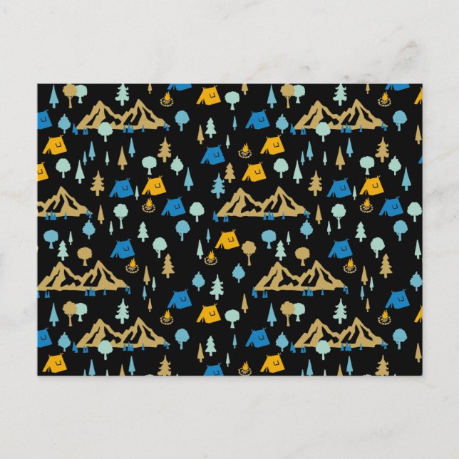 Nacht im Summer Forest Camping Postkarte (Vorderseite)