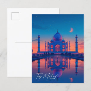 Nacht im Taj Mahal Indien Vintage Reise Postkarte
