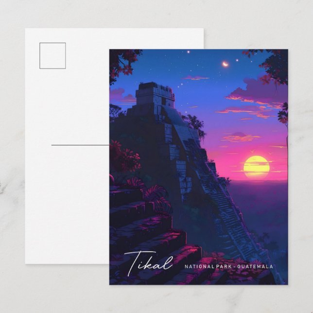 Nacht im Tikal Nationalpark Guatemala Postkarte (Vorne/Hinten)