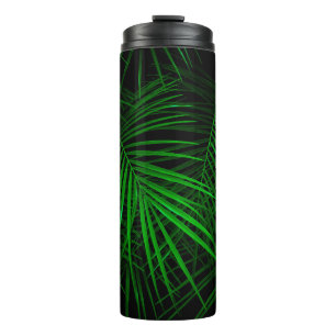 Nacht im tropischen Regenwald. Palm-Blätter beleuc Thermosbecher