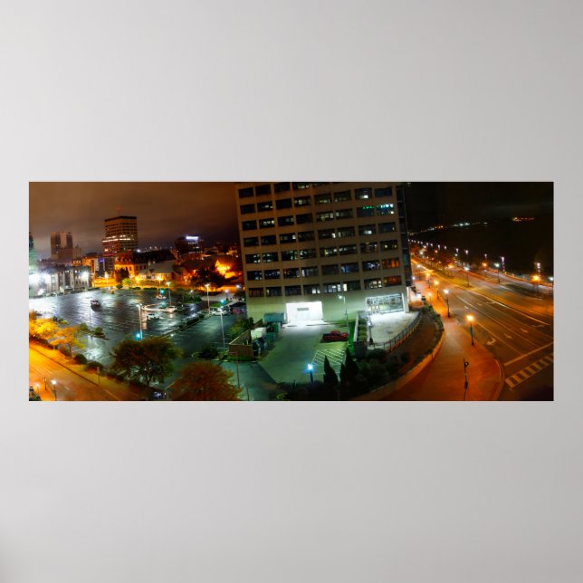 Nacht im Zentrum von Evansville, Indiana Poster (Vorne)