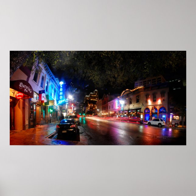 Nacht in 6th Street - Austin Texas Poster (Vorne)