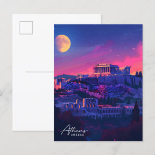Nacht in Athen Griechenland Reisen Postkarte