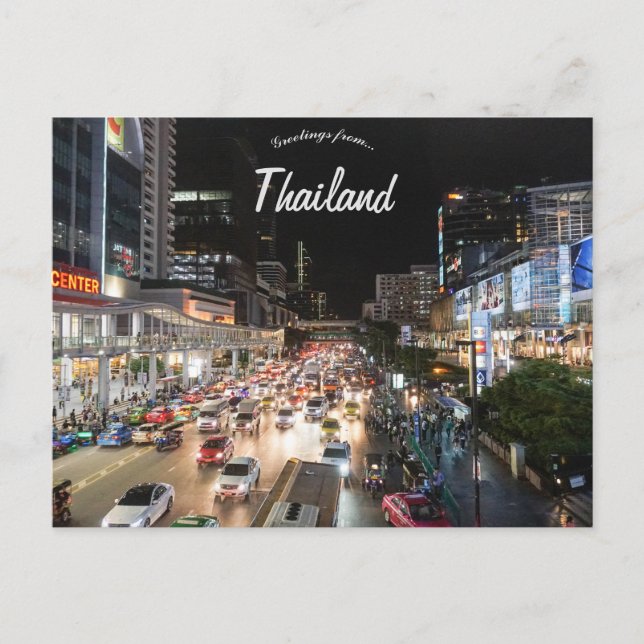 Nacht in Bangkok Thailand Postkarte (Vorderseite)