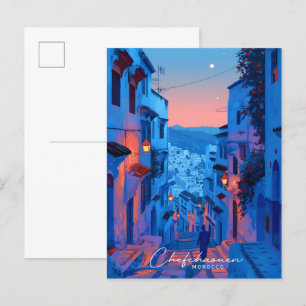Nacht in Chefchaouen Marokko Reisen Postkarte