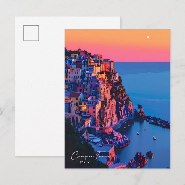 Nacht in Cinque Terre Italia Postkarte (Vorne/Hinten)