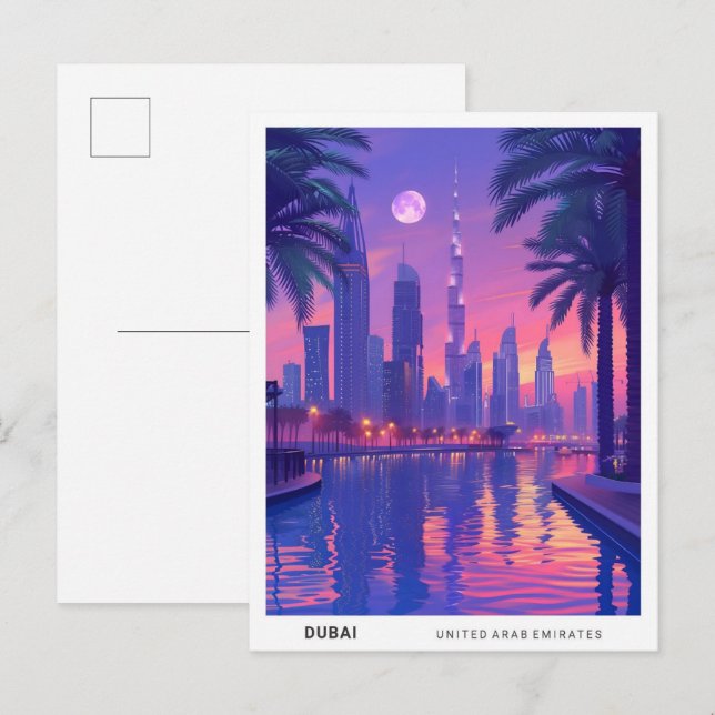 Nacht in Dubai UAE Reisen Postkarte (Vorne/Hinten)